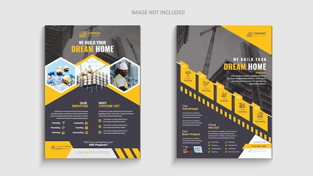 Construction flyer, corporate flyer bundle template, flyer design set, renovation flyer