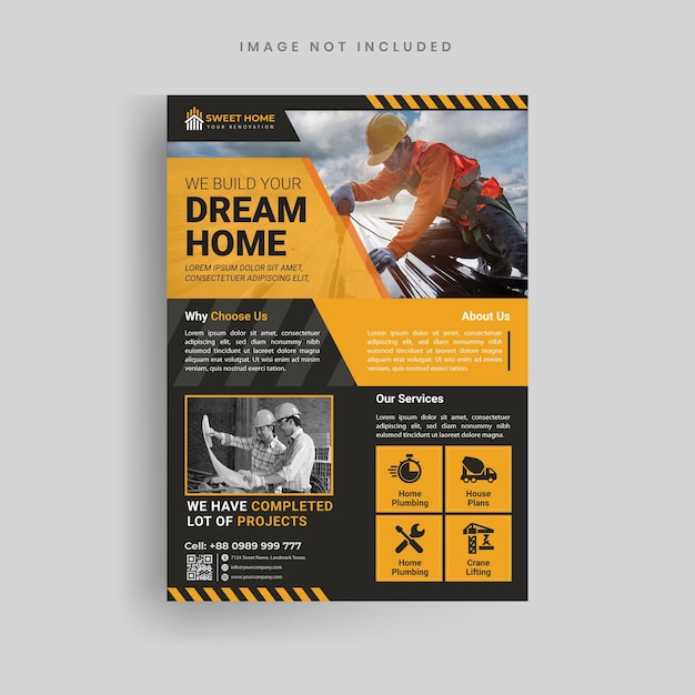 Construction flyer design template