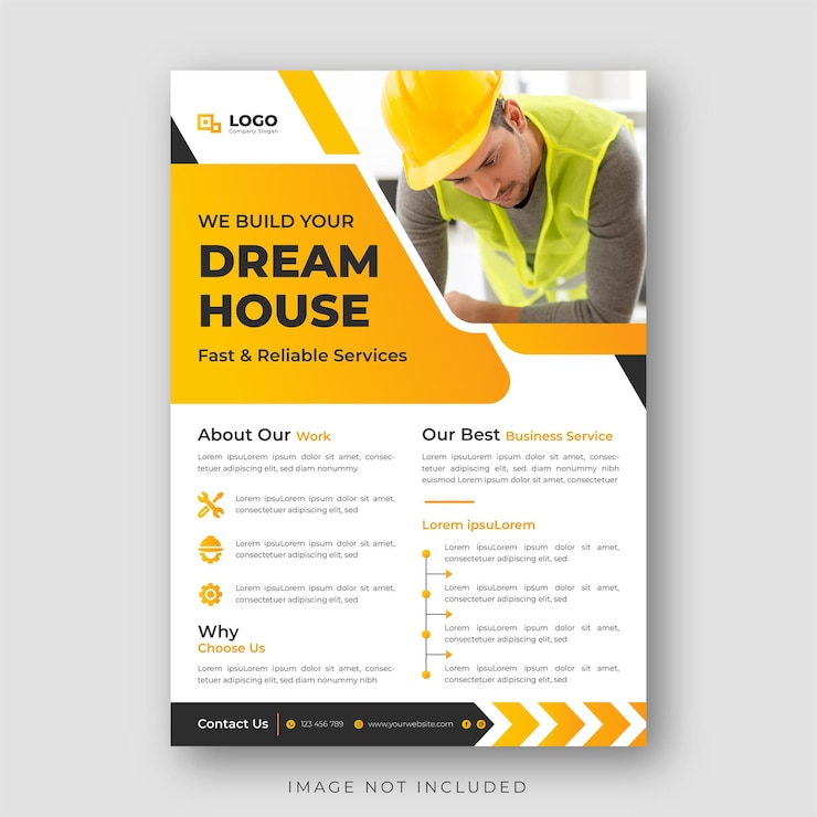 Vector construction flyer template, real estate business