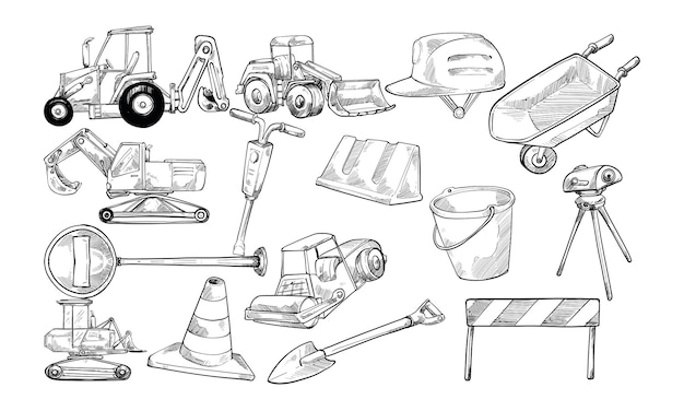 Vector construction handdrawn collection