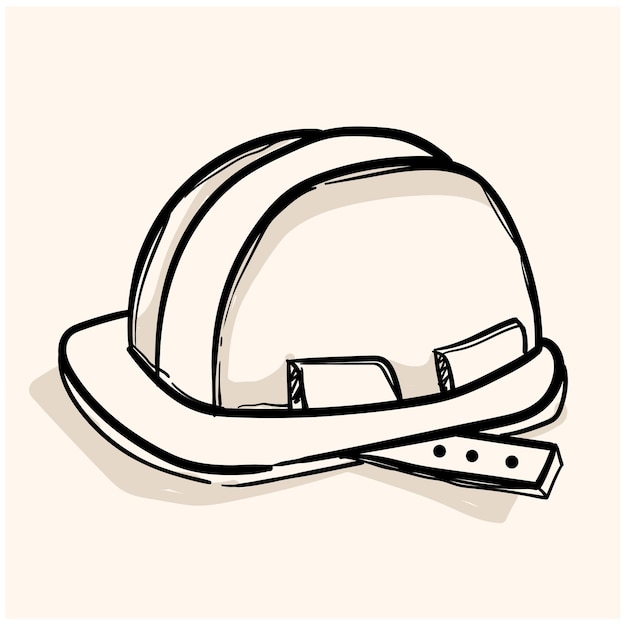 Construction helmet doodle icon