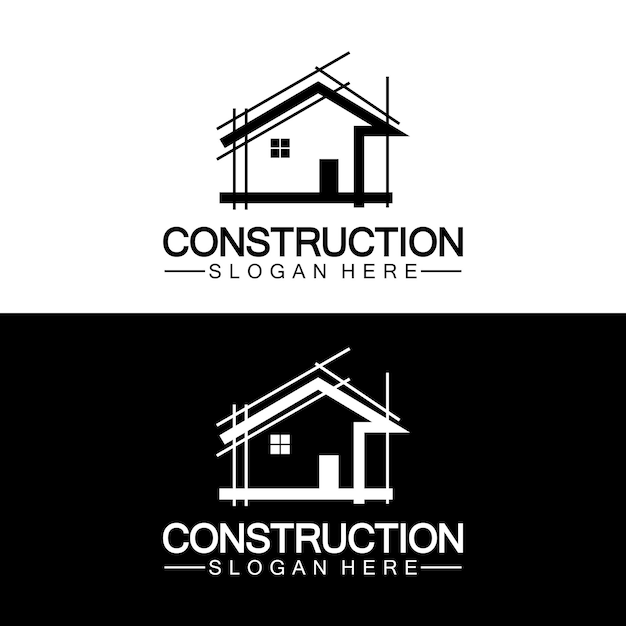 Construction home repair and Building Concept Logo Design Home building Construction vector logo template