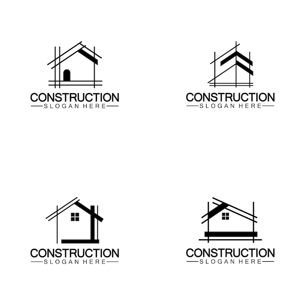 Construction home repair and Building Concept Logo Design Home building Construction vector logo template