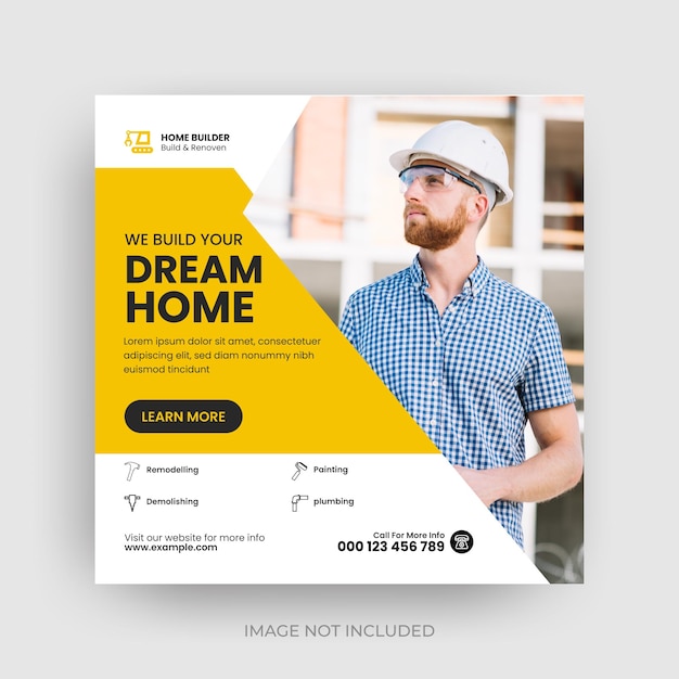 Vector construction  home  repair social media web banner template