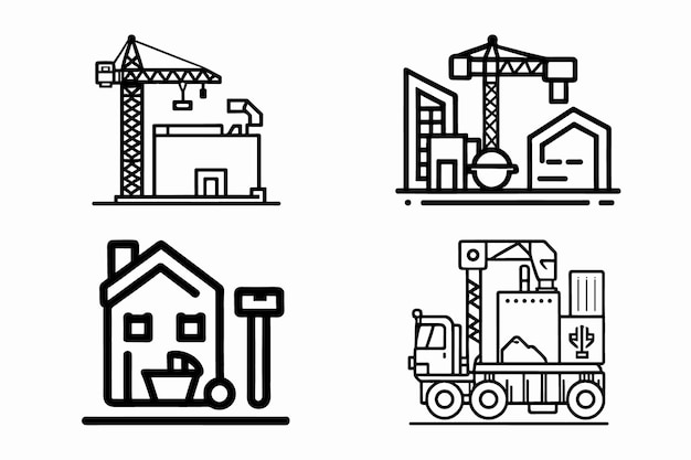 Construction Icon flat line art Outline style vector for graphic and web design