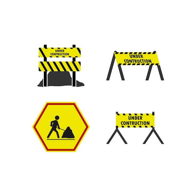 Under construction icon set design template vector isolated illustration