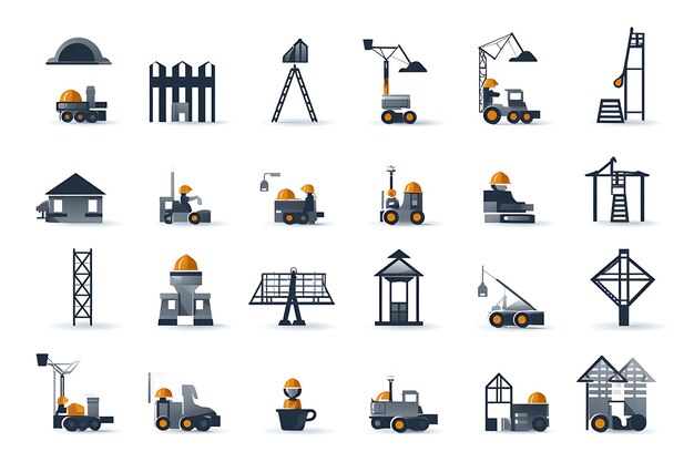 Vector construction icon set on white background