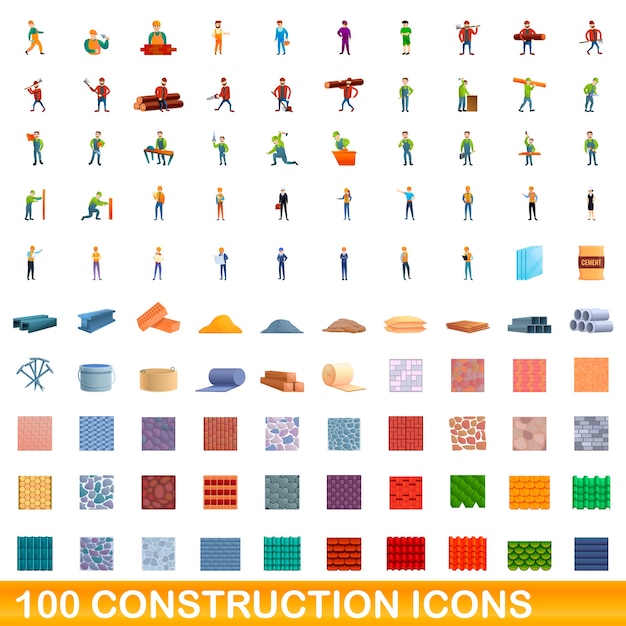 Construction icons set. cartoon illustration of  construction icons  set  on white background