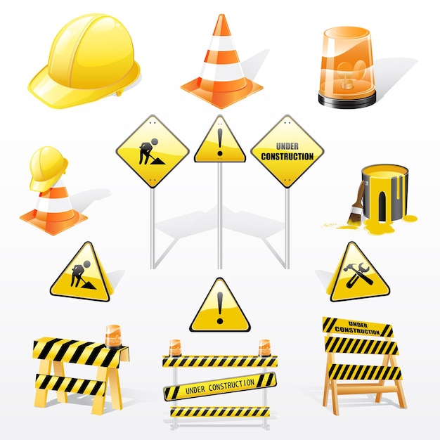 Vector under construction icons set