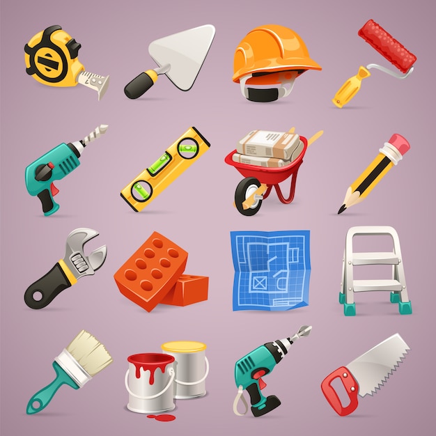 Vector construction icons set