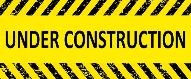 Under construction industrial yellow and black sign vector illustration