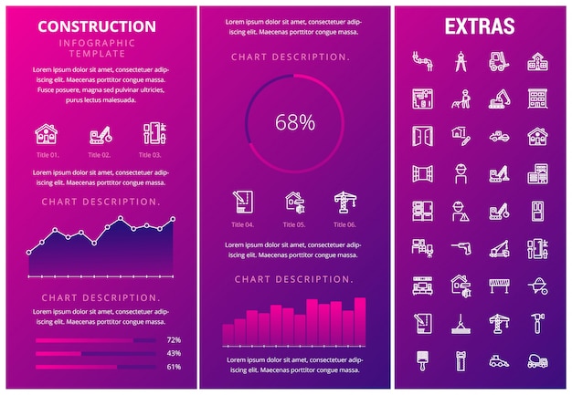 建設インフォグラフィックテンプレートと要素