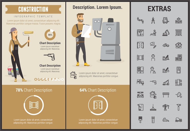 Vector construction infographic template and elements