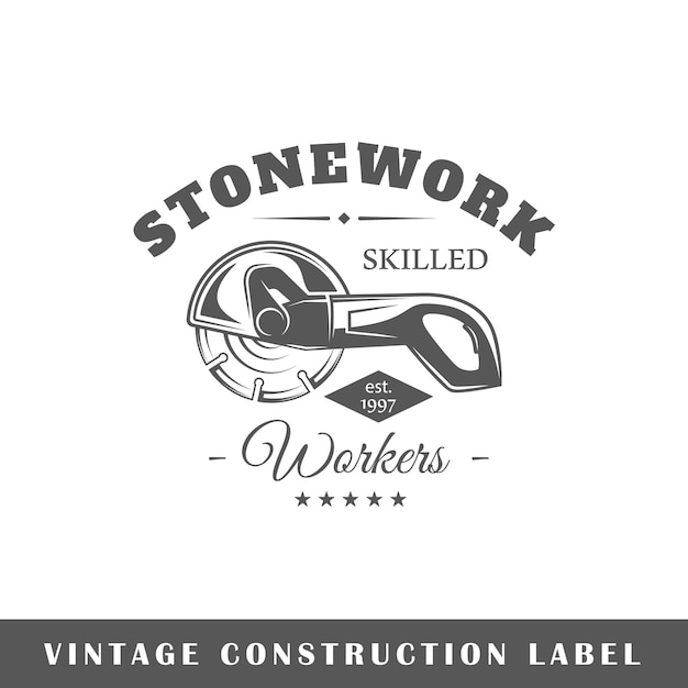 Construction label isolated on white background Design element Vector illustration