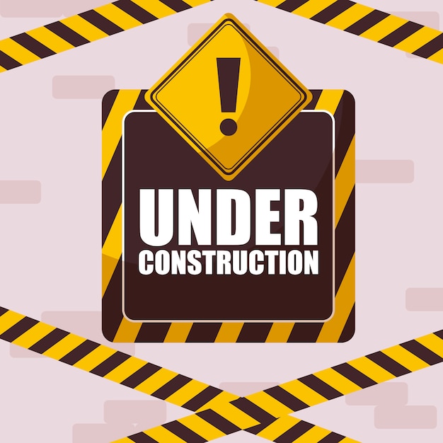 Under construction label with caution tape