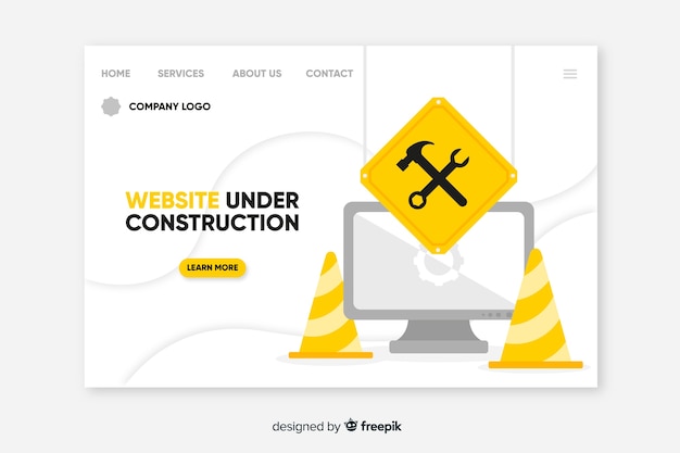 Vector under construction landing page template