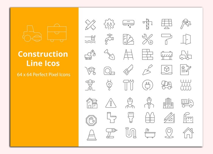 Construction Line icons vector set