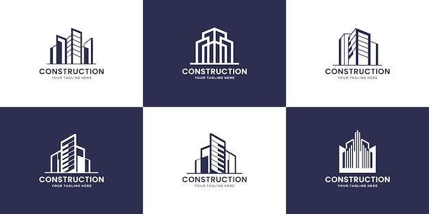 Construction logo template architects modern buildings for companies building and architects logo