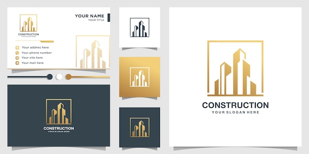 Construction logo template and business card