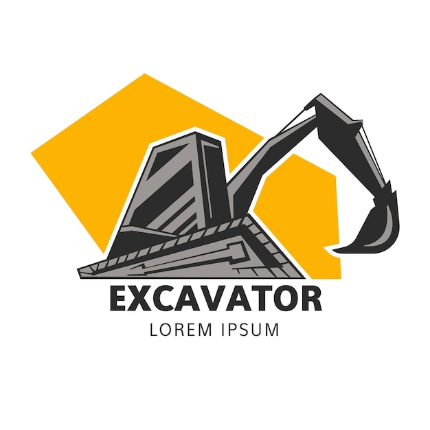 Vector construction logo template with excavator