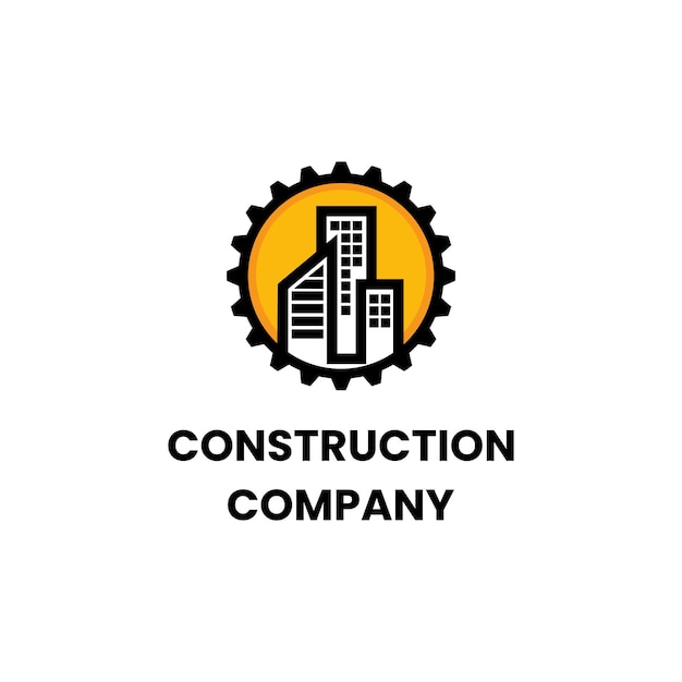 Construction logo with buildings city design