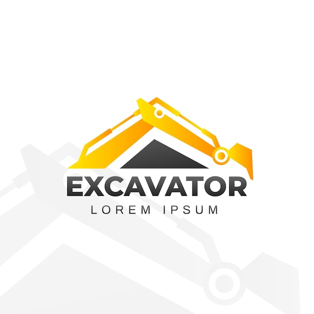 Vettore logo di costruzione con escavatore