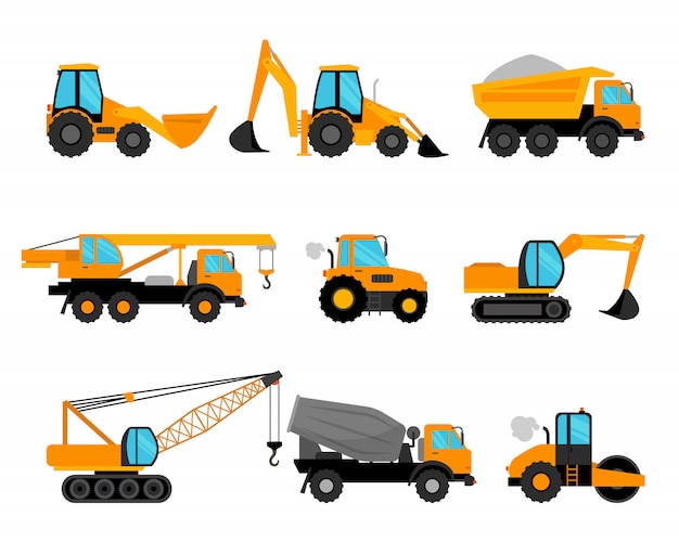 Construction machinery and building construction equipment icons 