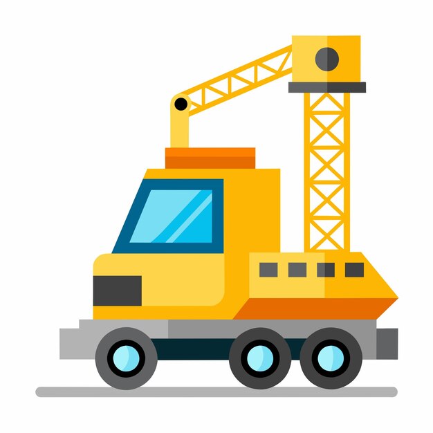Vector construction machinery vehicle construction site crane