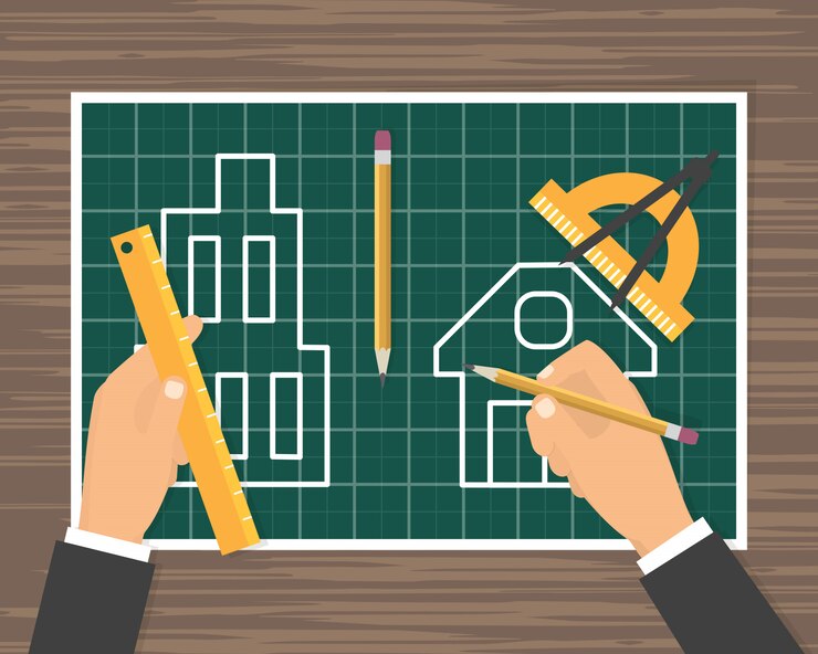 Vector construction plan blueprint