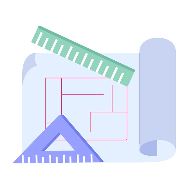 Construction plan illustration in flat style