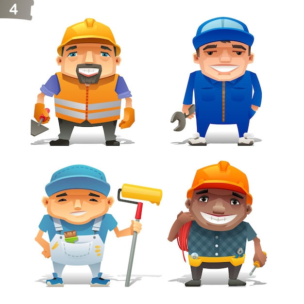 Construction professions vector icon set 2