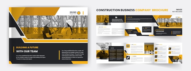 Construction, Real Estate, Company landscape tri fold Business brochure design, Leaflet, Poster.