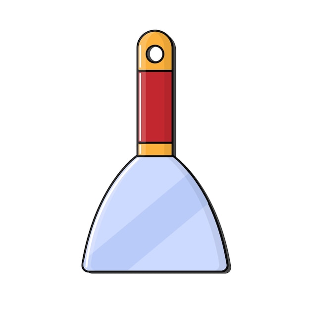 Construction redyellow icon metal trowel trowel with a wooden handle designed for applying