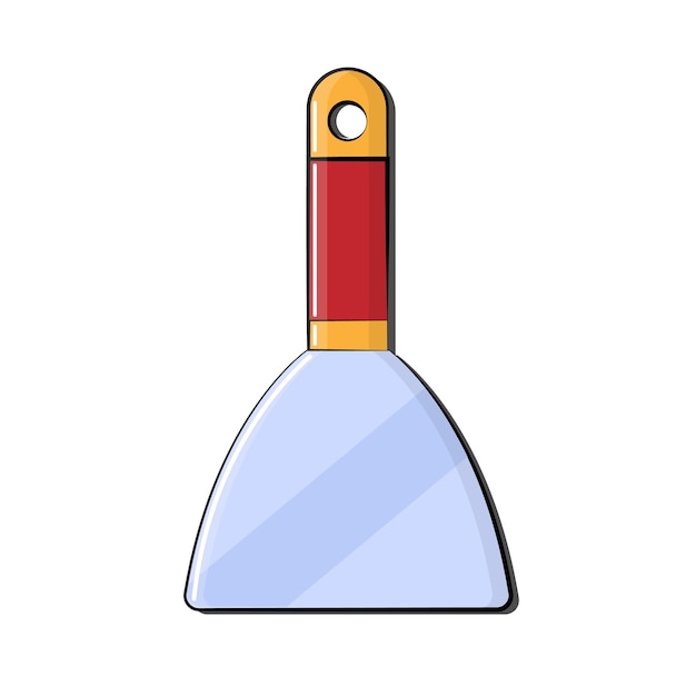 Construction redyellow icon metal trowel trowel with a wooden handle designed