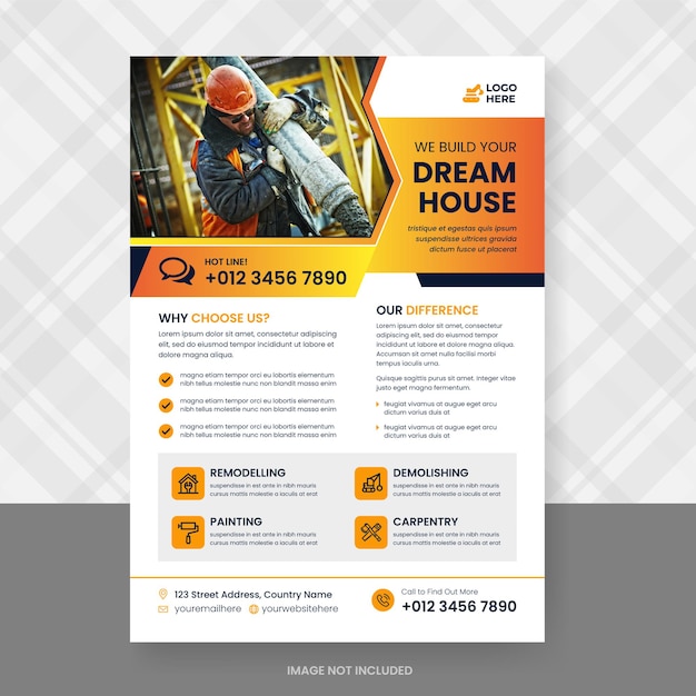 Construction and renovation flyer design template