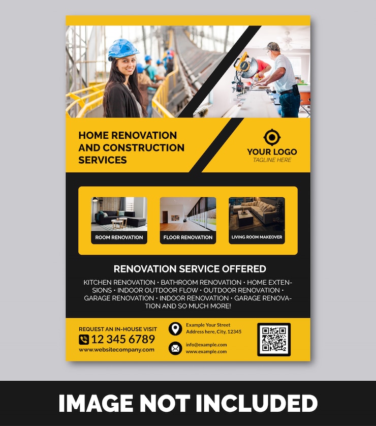 Vector construction & renovation flyer template premium 