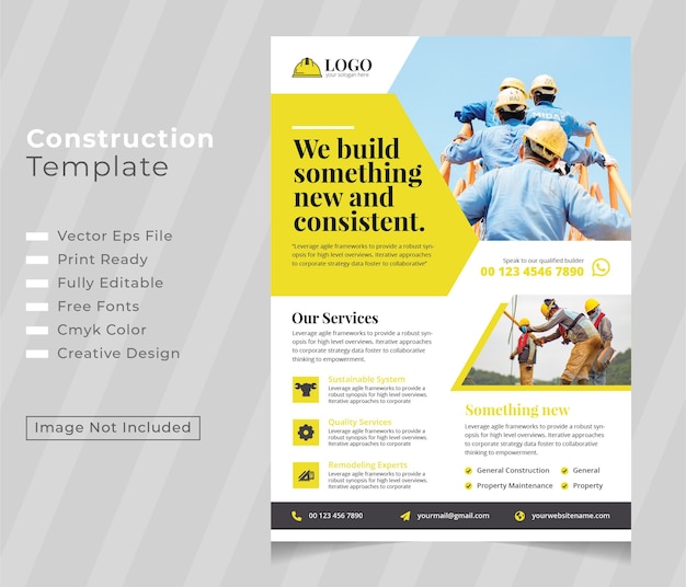 Construction and renovation flyer template