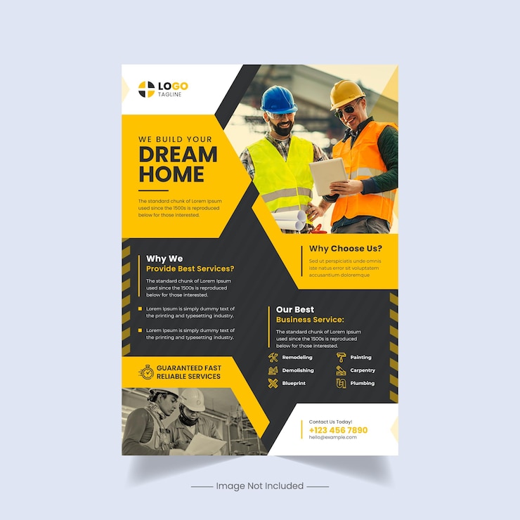 Vector construction and renovation flyer template