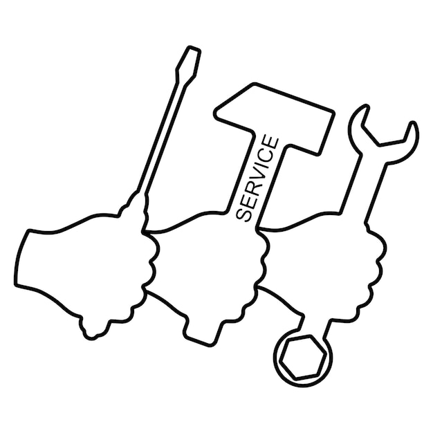 Construction and repair tool in hands symbol for business service