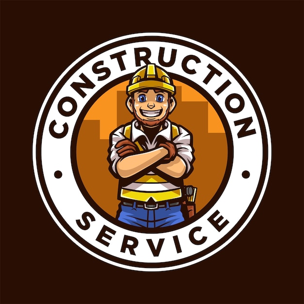 Construction service cartoon mascot logo