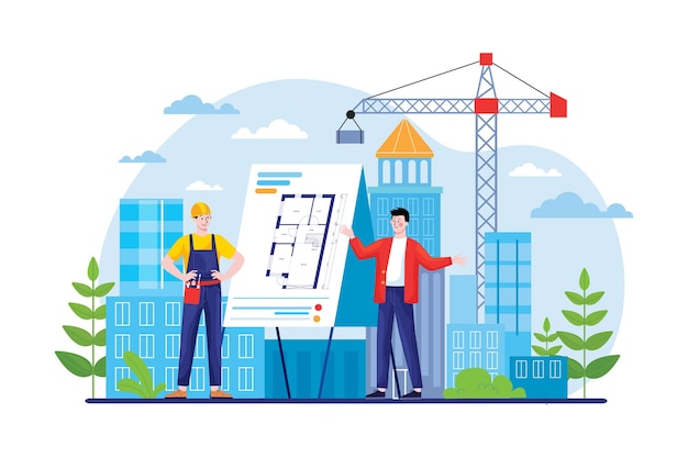 Construction service Illustration concept Flat illustration isolated on white background