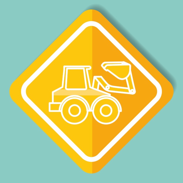 construction sign bulldozer machinery image vector illustration