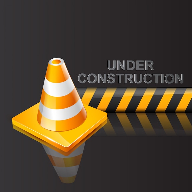 Under construction sign on dark background