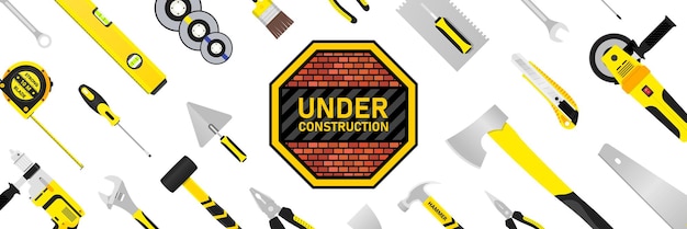 Under construction sign vector illustration for website