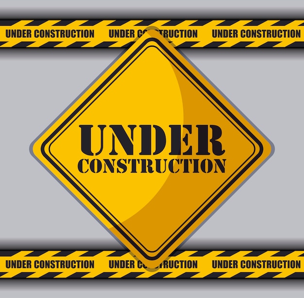 Under construction sign with traffic signals