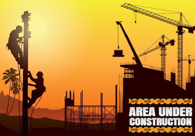 Vector construction silhouette background.