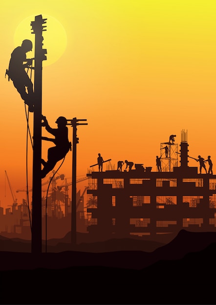 Vettore sfondo silhouette di costruzione.