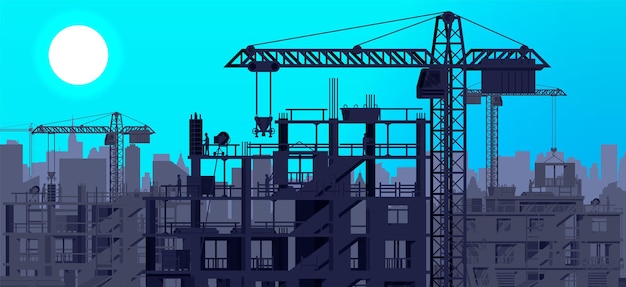 Construction site banner silhouette landscape