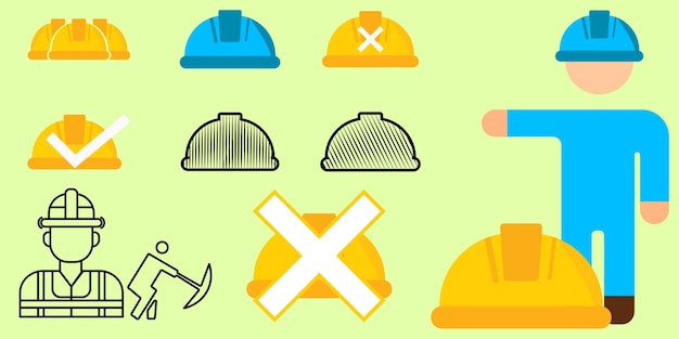 construction site icon vector and illustrator set