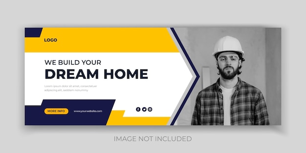 Vector construction social media banner and facebook cover photo